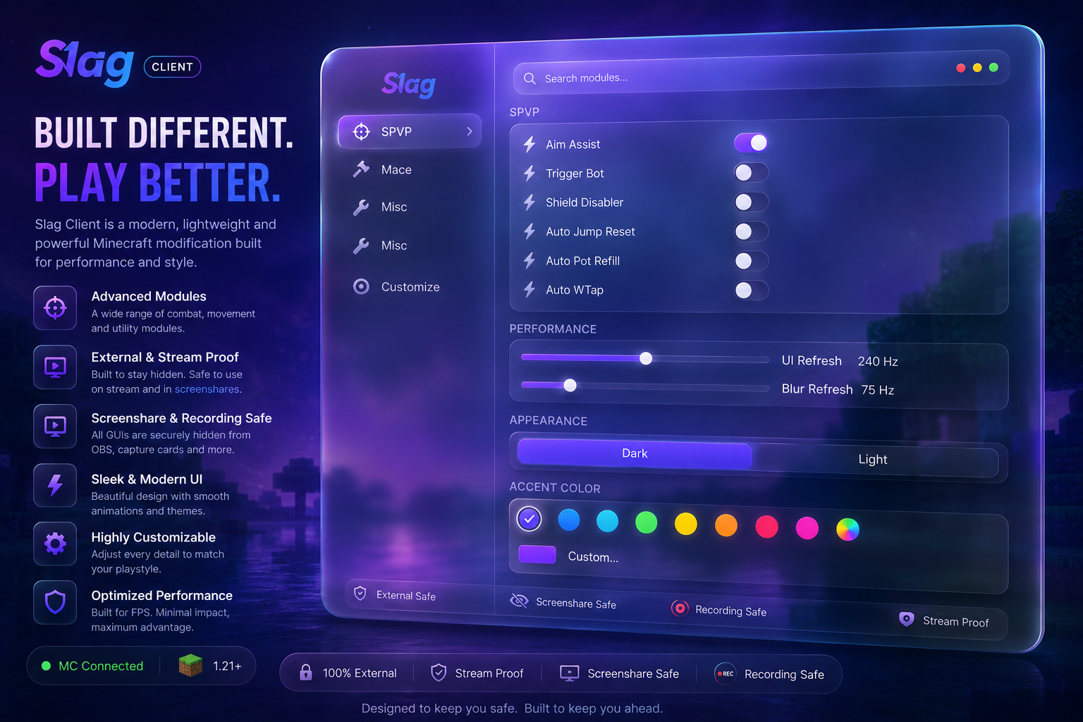 Slag Client GUI showcase